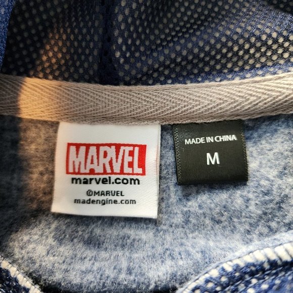 Marvel Mad Engine Captain‎ America 3-D Print Logo Gray Blue Hoodie Mens Size M - Picture 3 of 12